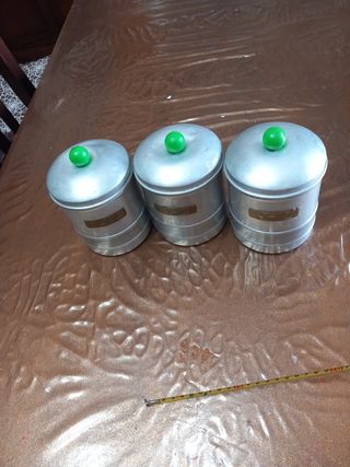 N.3 barattoli in alluminio anni 40 spezi
