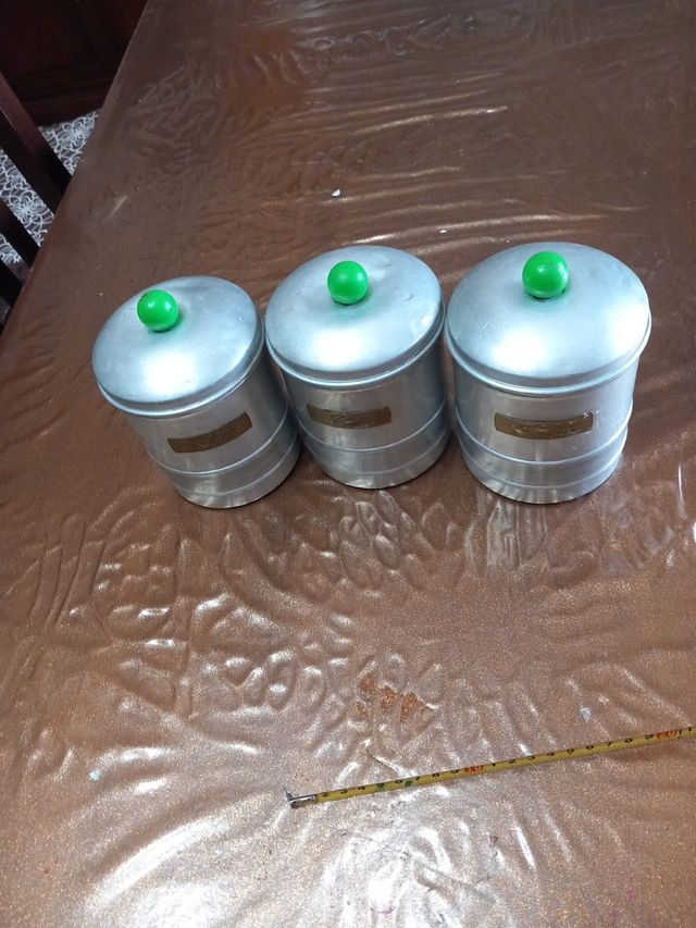 N.3 barattoli in alluminio anni 40 spezi