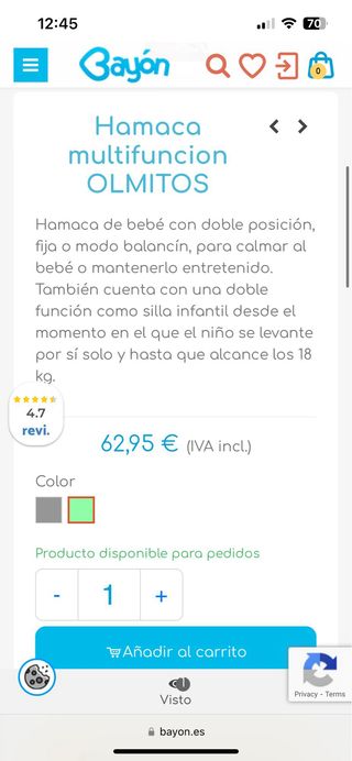 Hamaca mecedora bebé