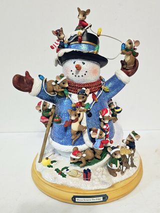INCREÍBLE FIGURA VINTAGE Muñeco de nieve con luces