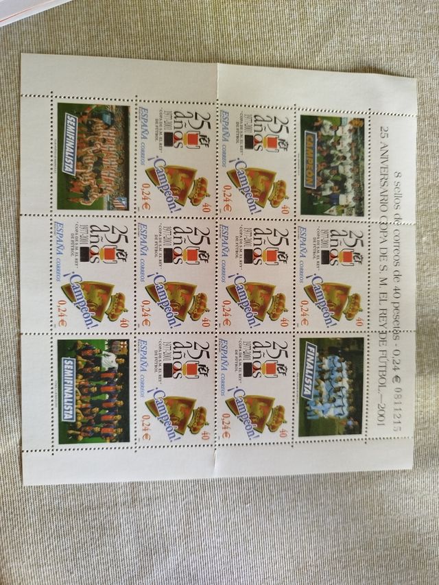 Sellos 25 aniversario Copa Rey Fútbol