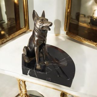 Antico porta stilo art deco statua cane marmo