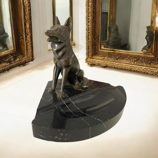 Antico porta stilo art deco statua cane marmo