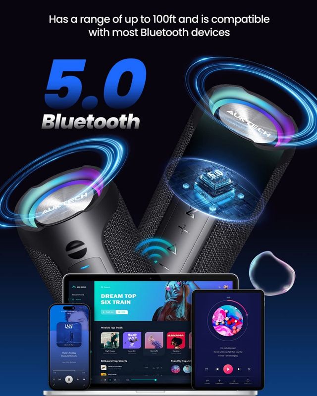Colunas de som bluetooth a prova de agua