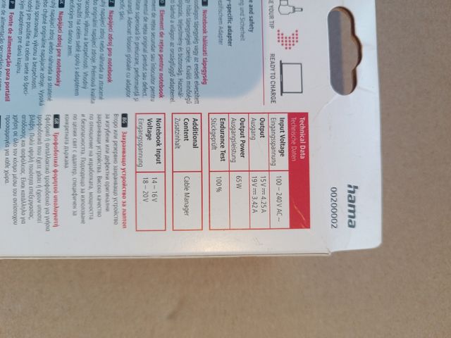 CAEGADOR UNIVERSAL PORTATIL HAMA 65 W