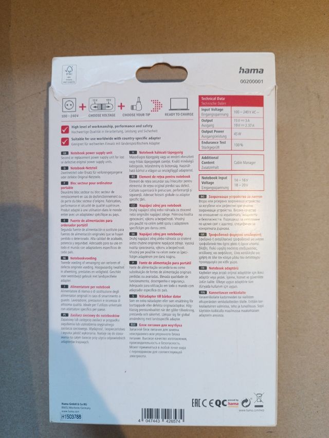 CARGADOR PORTATIL UNIVERSAL HAMA 45 W