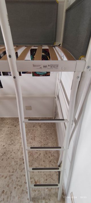 Estructura cama alta+escritorio, blanco/