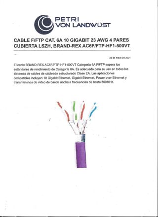 CABLE ETHERNET F/FTP-HF1 500VT CAT.6 (10 GIGABIT)