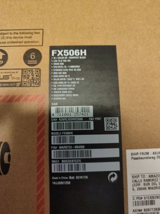 Portatil asus tuf gaming f15 fx506h