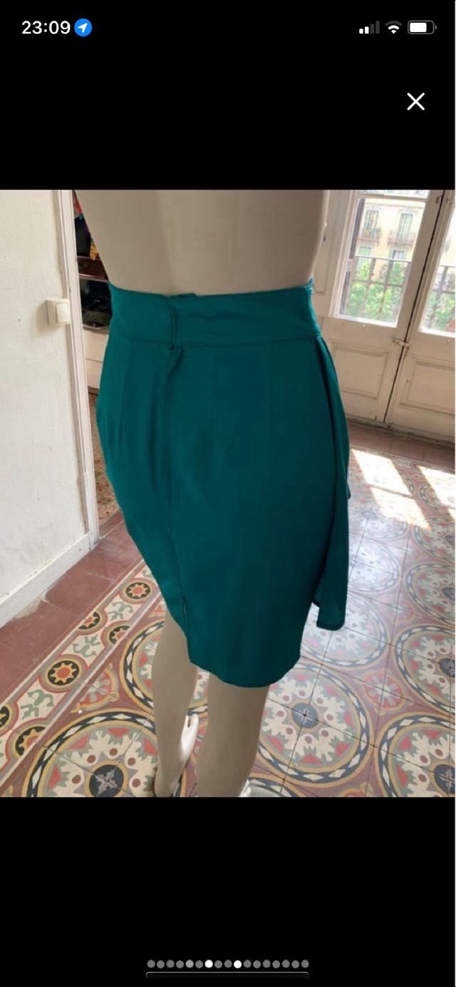 Falda drapeada turquesa 