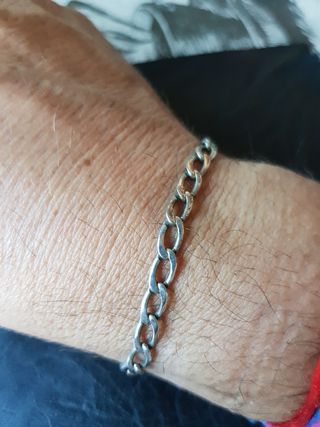 Antigua pulsera esclava de plata maciza