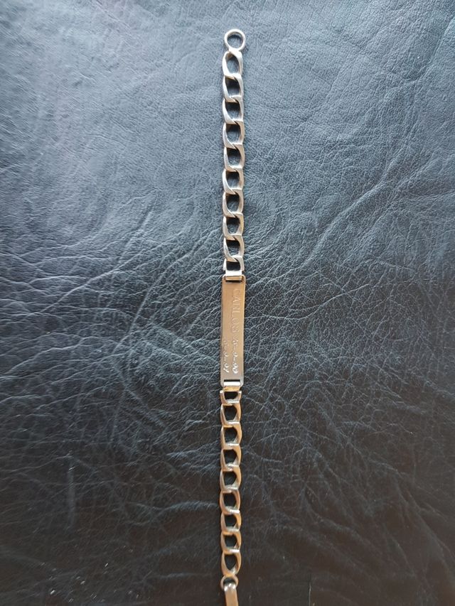 Antigua pulsera esclava plata maciza nombre ANA