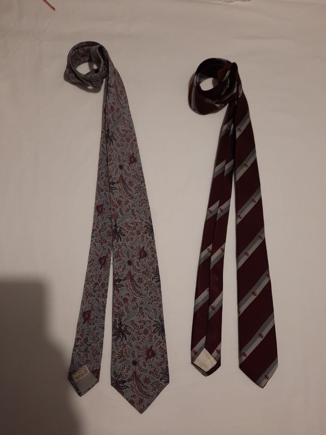 2 cravatte sottili floreale e regimental