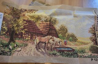 Arazzo paesaggio campestre mezzo punto