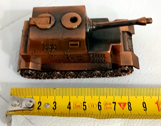 Antico Accendino Rame Ottone Carro Armato