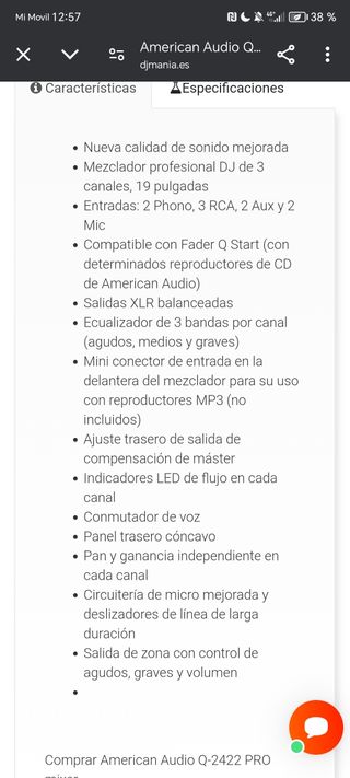 Mezclador American Audio Q-2422 PRO 