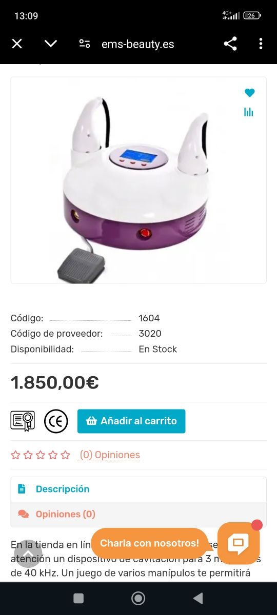 Maquina de cavitación con 3 manipulos