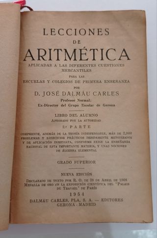 Aritmética Grado Superior 1954