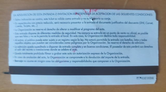 Entrada. Rolling Stones. Zaragoza 2003