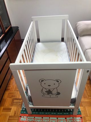 CUNA BEBE STAR IBABY MADERA BLANCA + MANTA DE ALGO