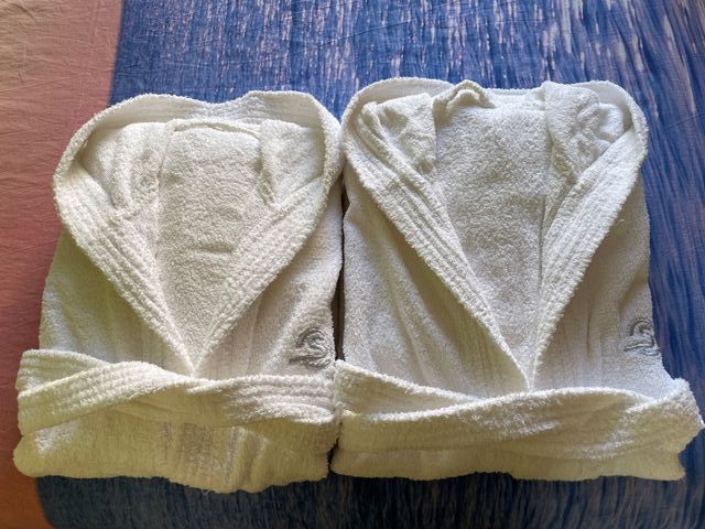 coppia accappatoi con cappuccio taglie S e M