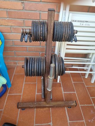 Discos mancuernas Pesas y soporte