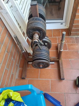 Discos mancuernas Pesas y soporte