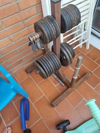 Discos mancuernas Pesas y soporte