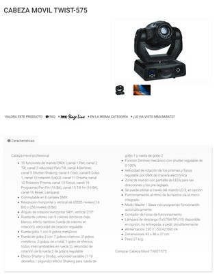 Cabezal móvil Stageline Twist 575