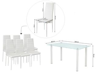 OFERTON MESA CRISTL Y SEIS SILLAS BLANCA