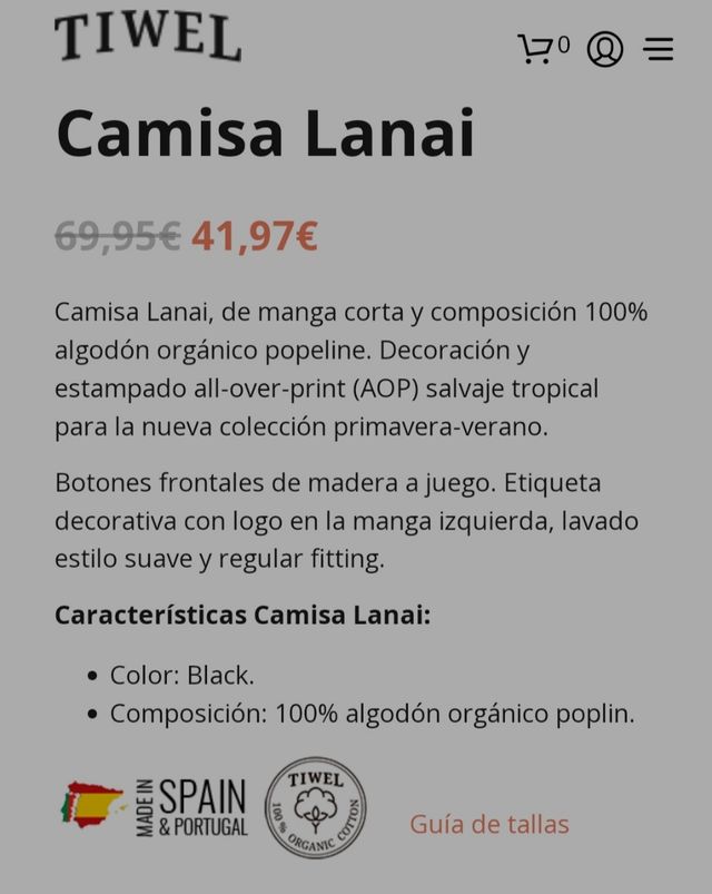 Camisa estampada manga corta Tiwel