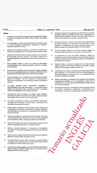 TEMARIO OPOSICIONES MAESTROS INGLÉS GALICIA