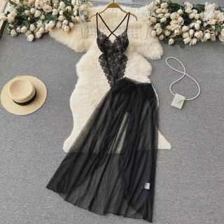 Vestido de noche plisado con tirantes para mujer