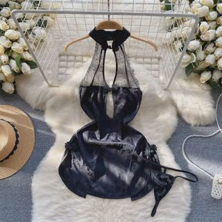 Vestido de noche plisado con tirantes para mujer