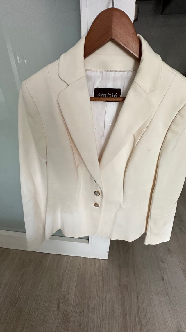 Blazer blanco crudo/ hueso de mujer “Amitié”