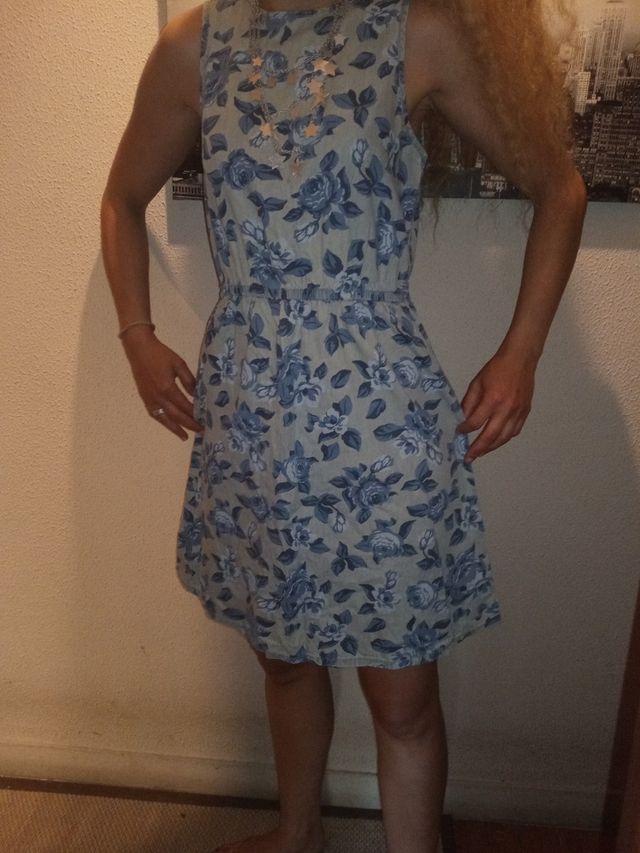 Vestido azul flores azules T.36