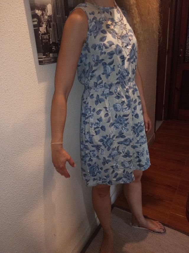 Vestido azul flores azules T.36