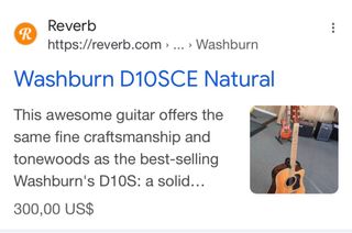 Guitarra electroacústica Washburn D10S