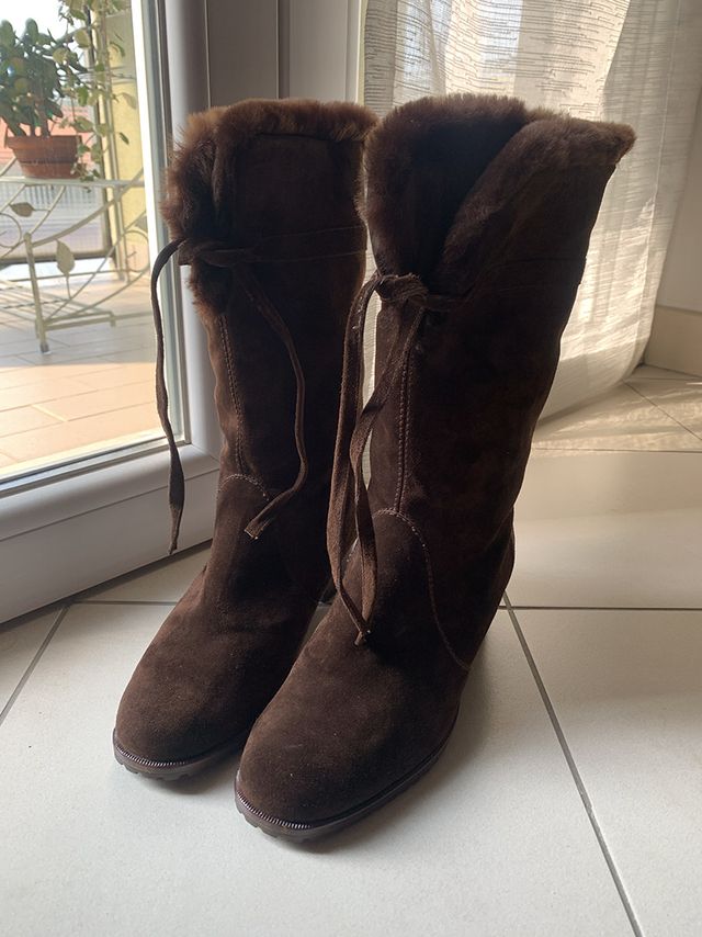 stivaletti camoscio, lapel, lana