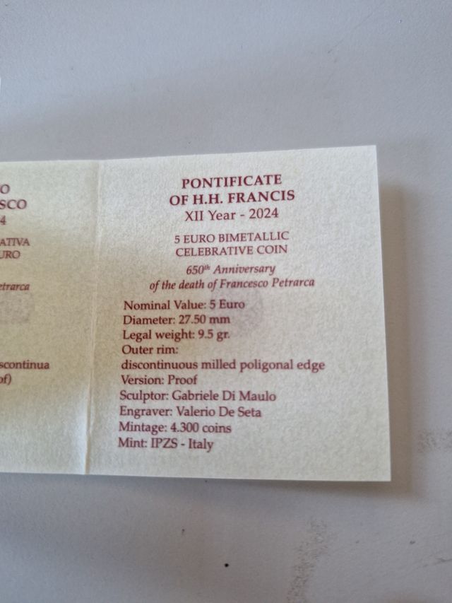 Vaticano: 5 Euro Bimetallica 2024