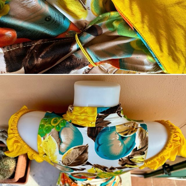 Vestito estivo fantasia, maniche crop in giallo