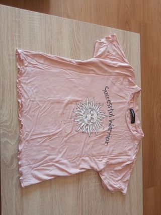 Camiseta estilo crop top rosa palo