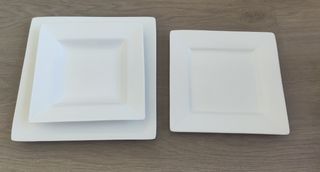 Vajilla cuadrada blanca porcelana 