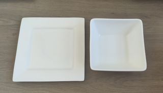 Vajilla cuadrada blanca porcelana 