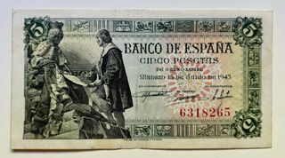 Billete 5 Pesetas 1945 SIN SERIE. MBC