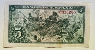 Billete 5 Pesetas 1945 SIN SERIE. MBC