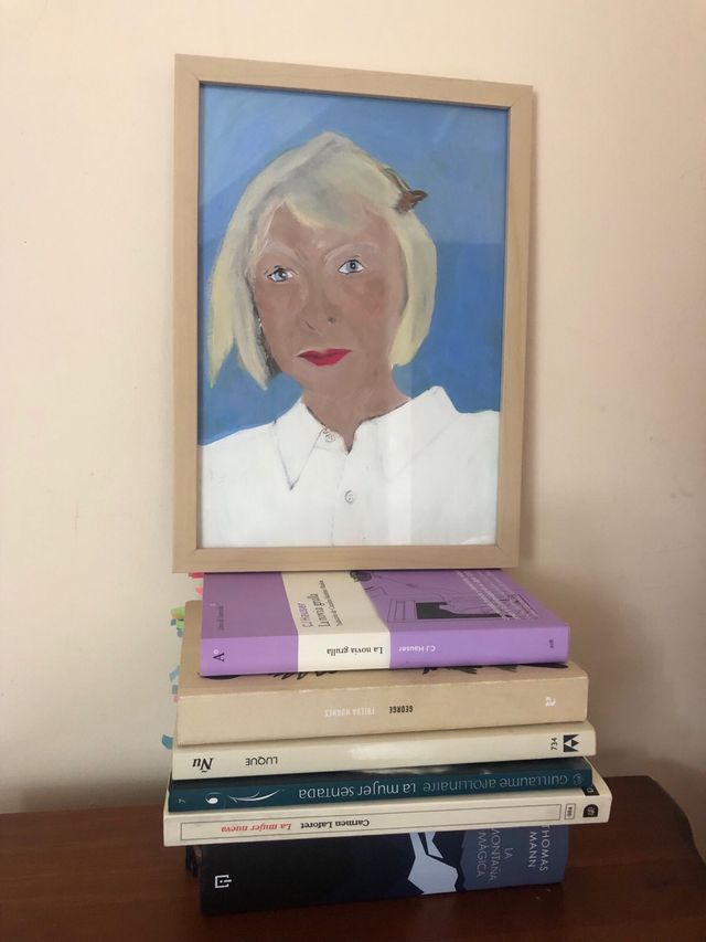 Joan Didion pintura original acrílico Cuadro A4