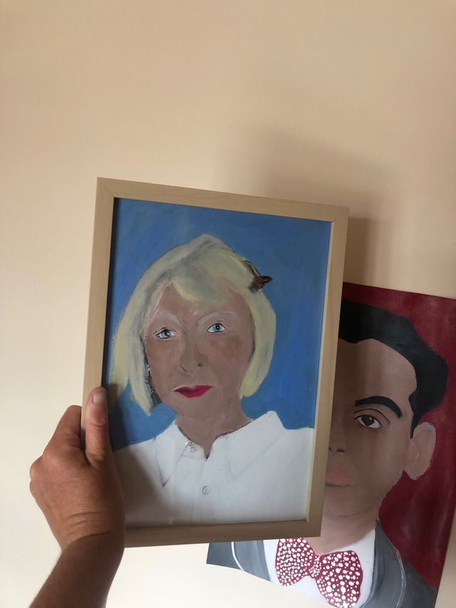 Joan Didion pintura original acrílico Cuadro A4