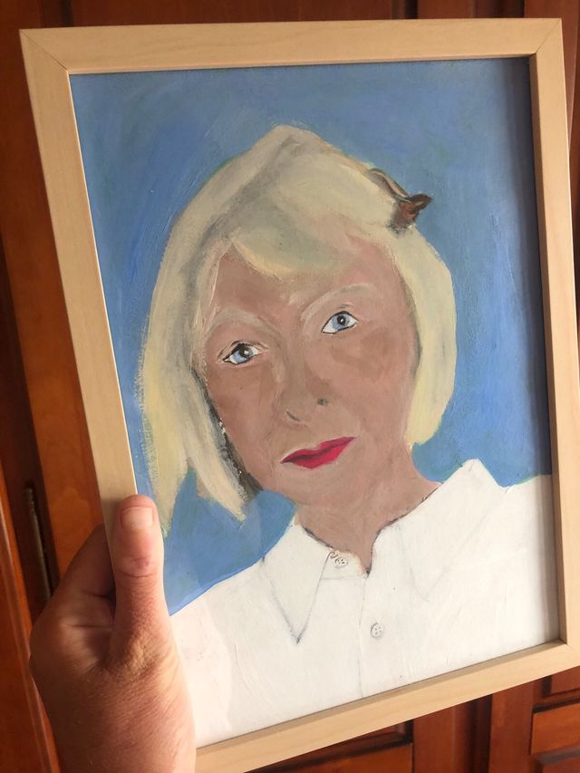 Joan Didion pintura original acrílico Cuadro A4