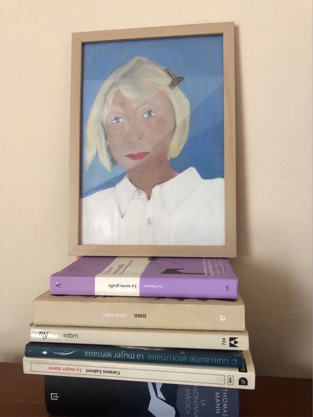 Joan Didion pintura original acrílico Cuadro A4